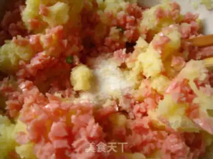 Make Baked green pepper with mashed potatoes and ham step 5