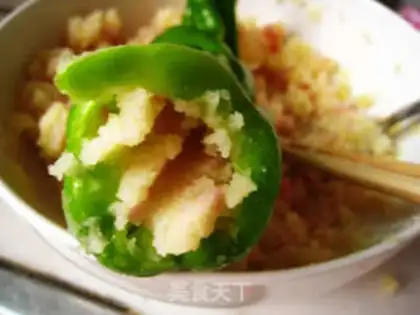 Make Baked green pepper with mashed potatoes and ham step 6