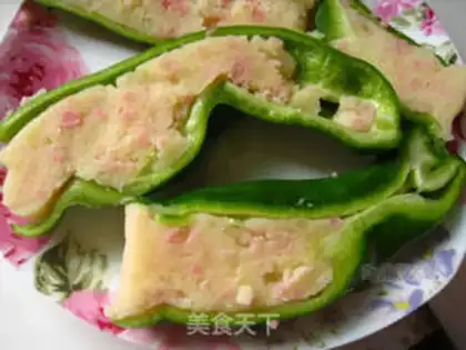 Make Baked green pepper with mashed potatoes and ham step 7
