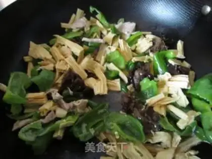 Make pork slices of tofu bamboo step 8