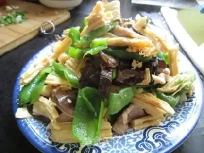 Make pork slices of tofu bamboo step 9