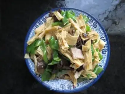 Make pork slices of tofu bamboo step 10