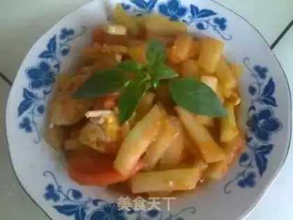 Make Scrambled eggs with melon skin and tomato step 6