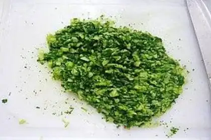Make Big wonton with green vegetables and fresh meat step 3