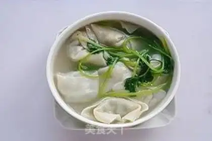 Make Big wonton with green vegetables and fresh meat step 8