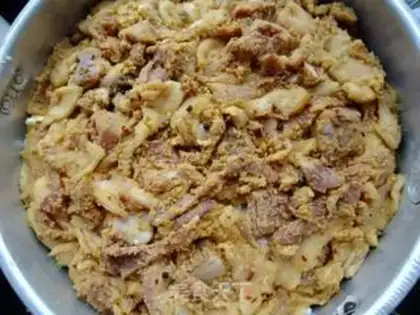 Make Steamed pork rice with sweet potato and pumpkin flour step 9