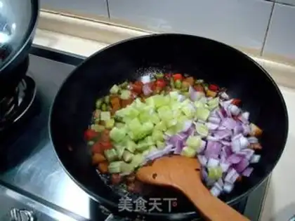 Make stir-fried three dices with soy sauce step 5
