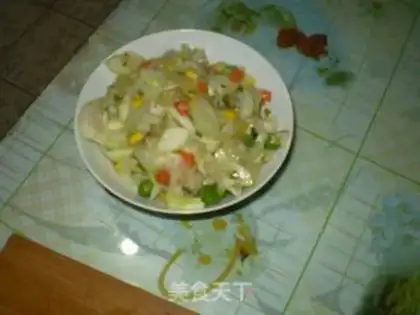 Make Fried miscellaneous vegetables bloom at night step 6