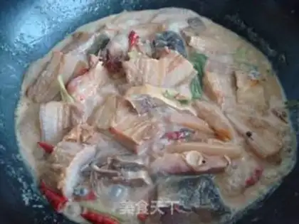Make Stewed pork belly with cured fish and tofu bamboo step 8