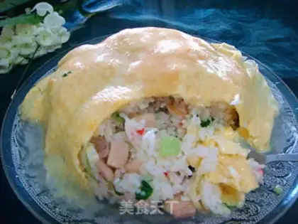 Make Yellow cloth egg mixed rice step 9