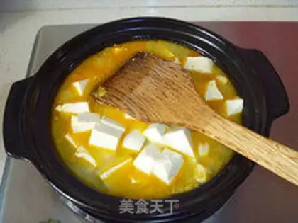 Make Salted egg yellow shrimp tofu step 6