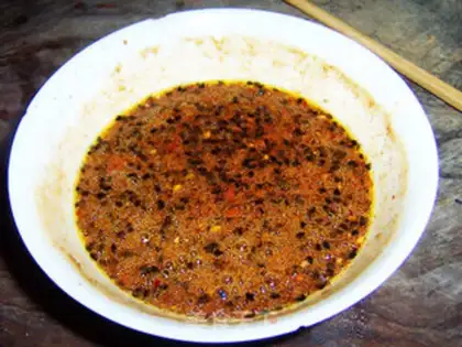 Make red oil belly silk step 7