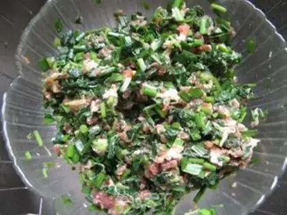 Make Amaranth pot sticker step 5