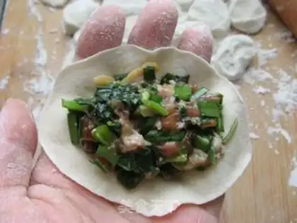 Make Amaranth pot sticker step 7