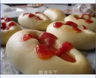 Make ketchup hot dog buns step 7