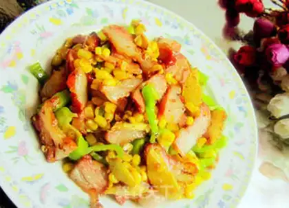 Make stir-fried bacon with sweet corn step 6