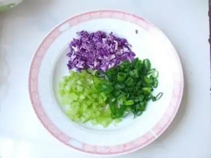 Make Celery, Purple Ganlan and Egg Fried Rice step 1