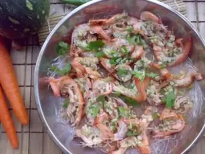 Make Garlic fans steamed shrimp step 5