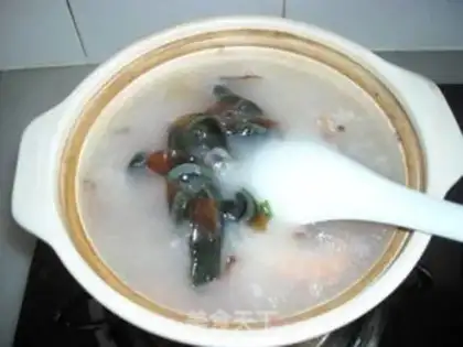 Make Egg shrimp congee step 14
