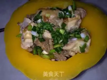 Make Pumpkin steamed chicken step 9