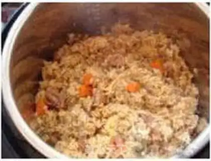 Make Hands on lamb rice step 17