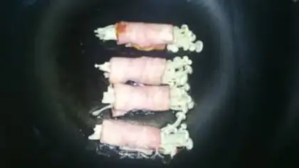 Make Gin and mushroom bacon rolls step 8