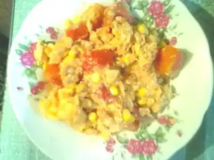 Make Shrimp tomato egg five step 11