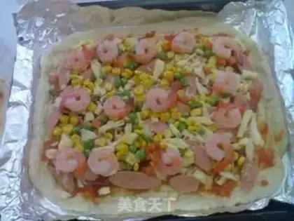 Make Shrimp ham bacon pizza step 20