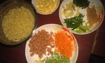 Make Curry potato fried rice step 0