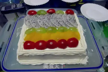 Make Birthday cream fruit cake step 8