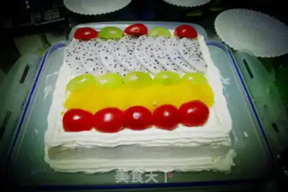 Make Birthday cream fruit cake step 9
