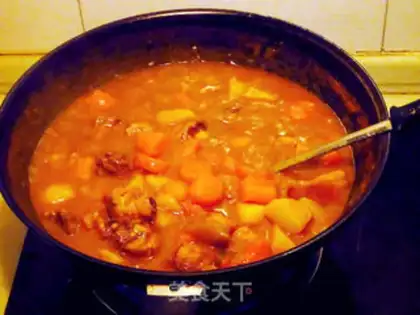 Make curry potato chicken with rice step 8