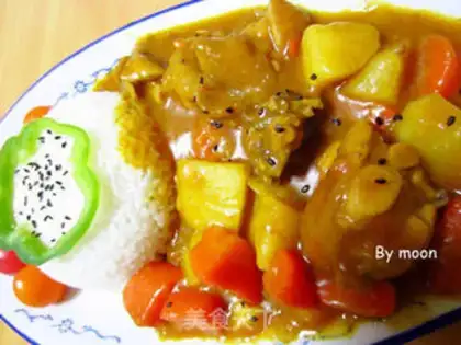 Make curry potato chicken with rice step 9