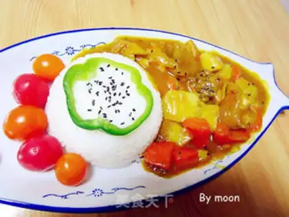 Make curry potato chicken with rice step 10