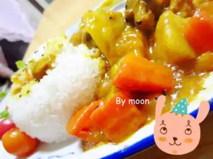 Make curry potato chicken with rice step 11