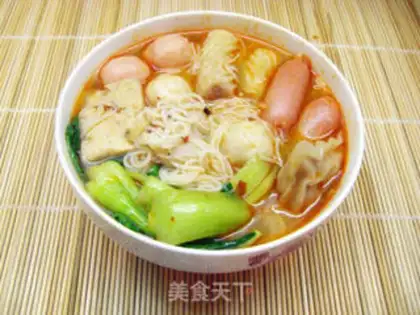 Make Spicy fish ball rice line step 10