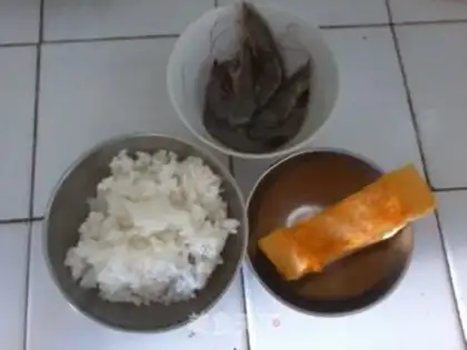 Make Pumpkin shrimp congee step 0