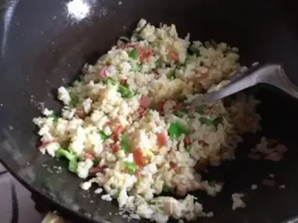 Make Bacon fried rice step 3