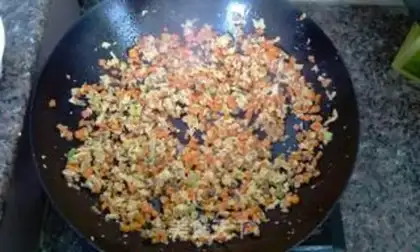 Make Beef pelt egg fried rice step 9