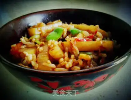 Make Soy potato fried rice step 3
