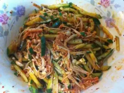 Make cucumber with a golden pin mushroom step 5