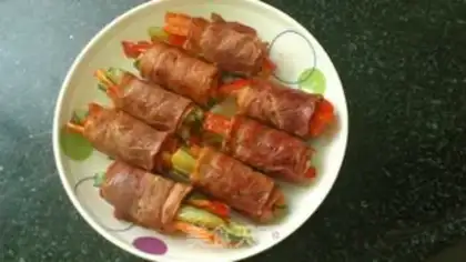 Make Bacon vegetable rolls step 4