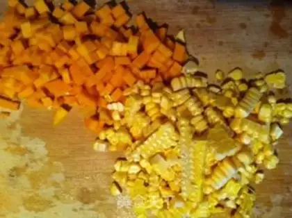 Make Pumpkin corn sesame congee step 1