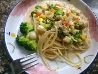 Make Mustard cream pasta step 6