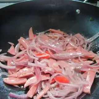 Make Onions and ham step 6