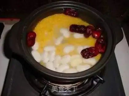 Make Corn bean date congee step 3
