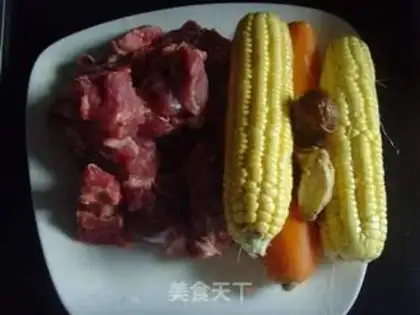 Make Corn carrots and pig bones step 0
