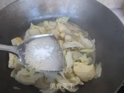 Make Pork cabbage. Frozen tofu step 12