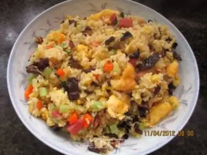 Make Curry egg fried rice step 12