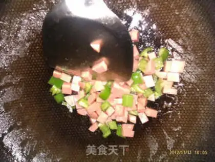 Make Ham sausage fried rice step 5